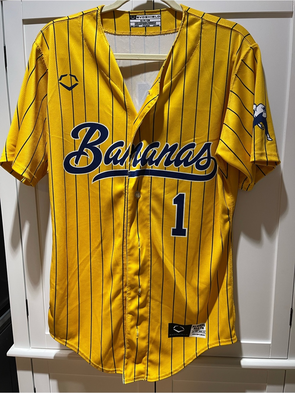 Savanna Bananas Yellow Pinstripe Baseball Jersey